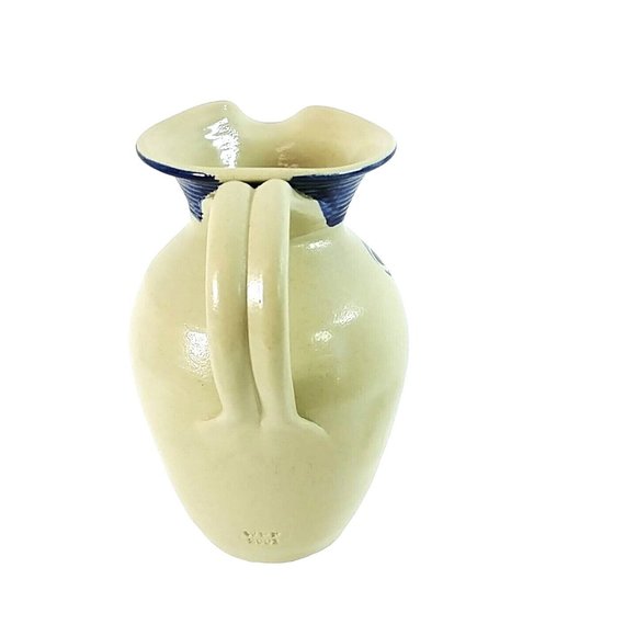 Pitcher Williamsburg Salt Glazed Pottery Blue Floral Blue Rimmed Lip WPF 2001 - Picture 3 of 9